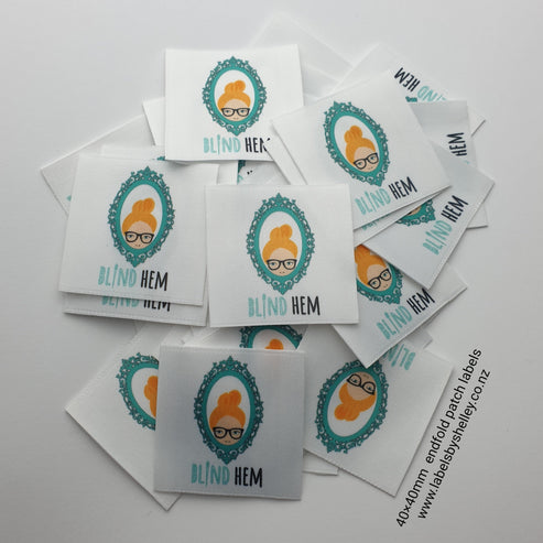 Precut patch/endfold labels (fixed size) / 40×40mm