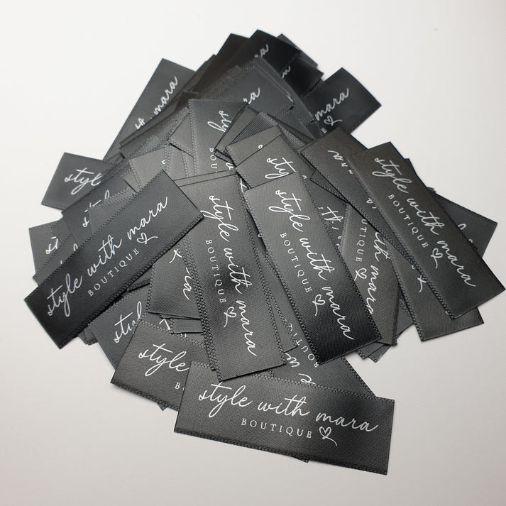 Black Satin / 45mm / SHORT - Labels use only up to 44mm of material length per label
