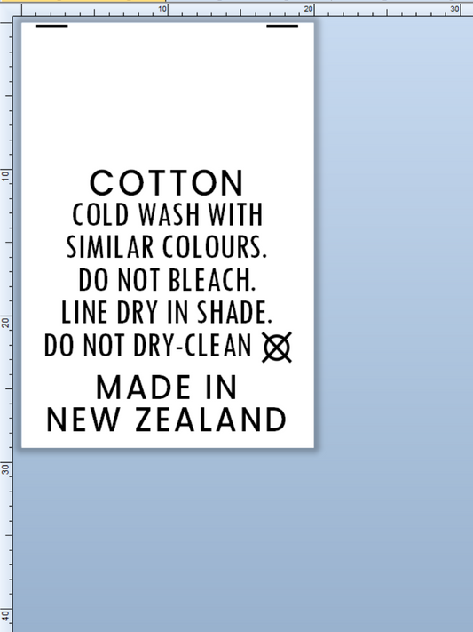 ~STANDARD FORMAT FABRIC CARE LABELS