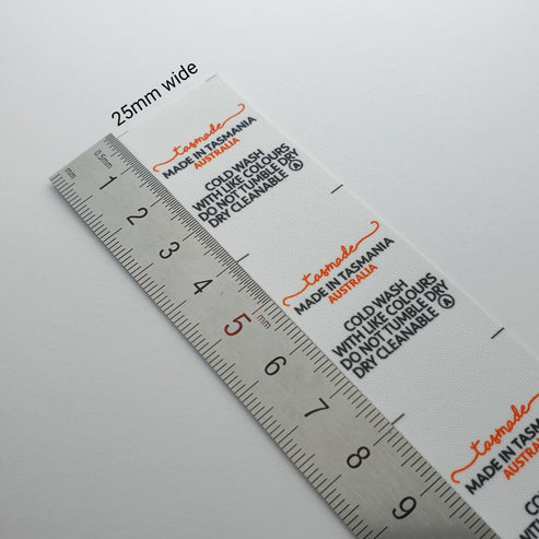 Soft twill / 25mm / SHORT - Up to 44mm length per label (max 22mm folded height)