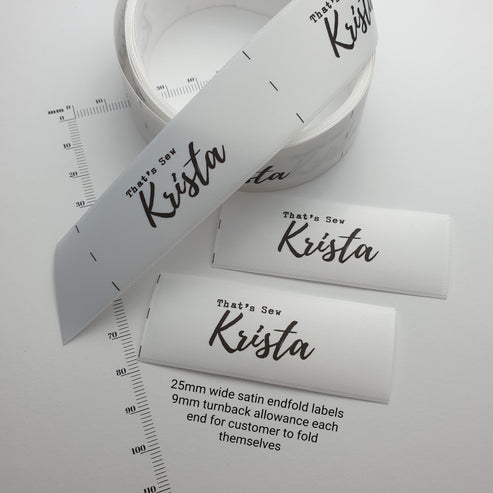 White Satin / 25mm (recycled polyester) / REGULAR - Up to 66mm after folding (+9mm each end folded under)
