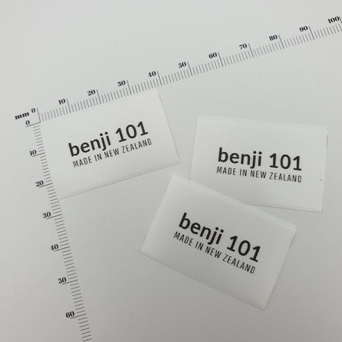 White Satin / 25mm / SHORT - Labels use only up to 44mm of material length per label